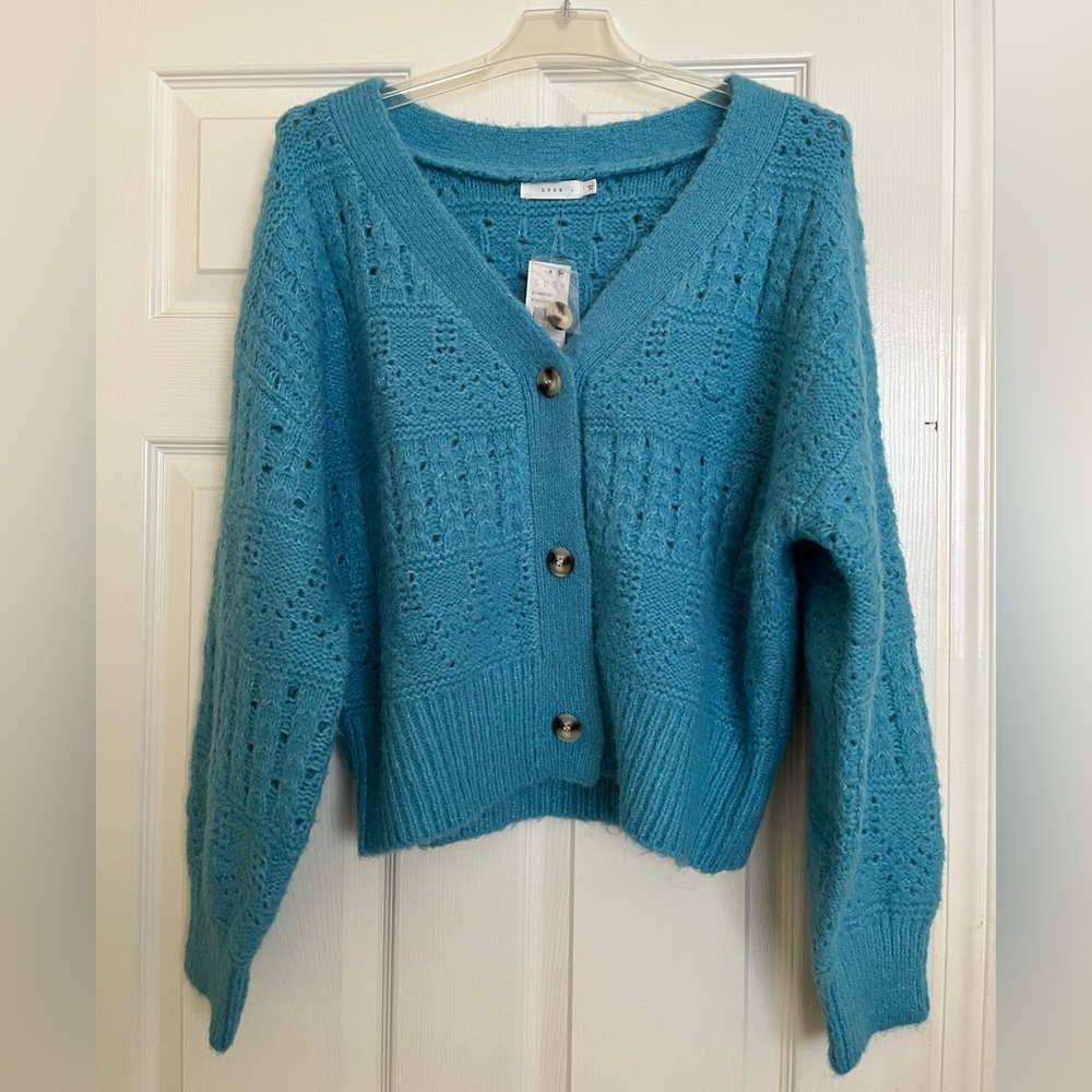 Lush Teal Button-Up Cardigan